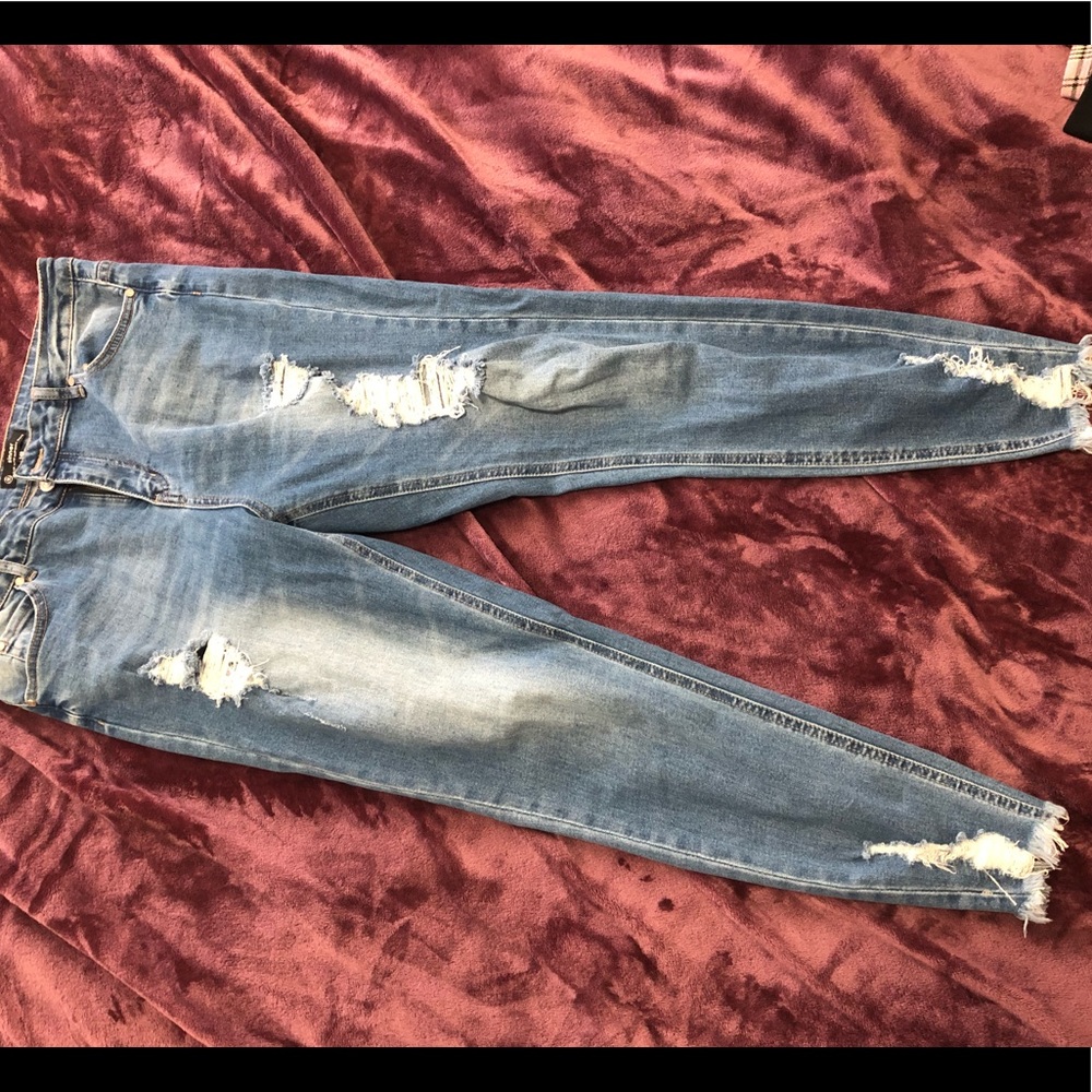 Missguided High waisted distressed skinny jeans